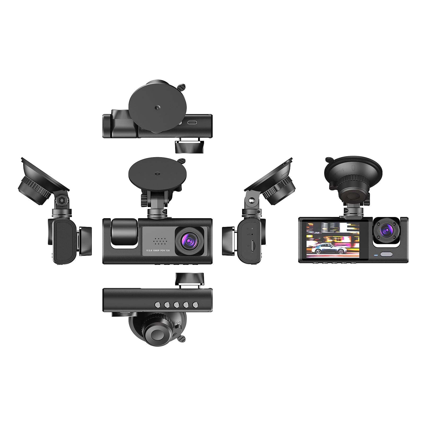 3 Kameralı Araç İçi Kamera Dashcam 1080P Gece Görüşlü