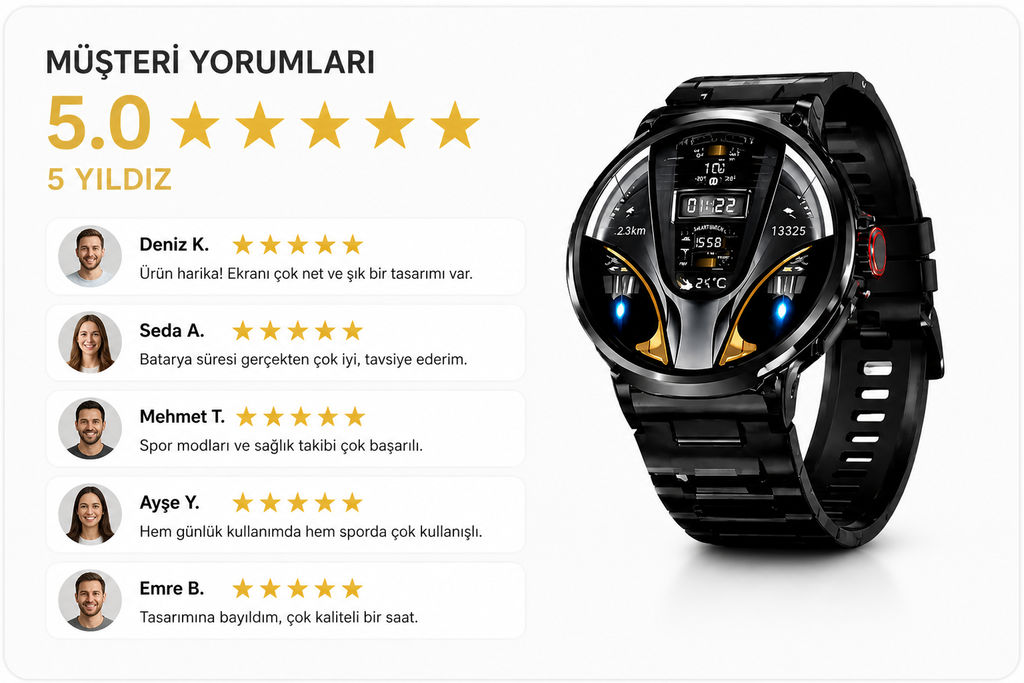AMOLED Akıllı Saat – 3 Kordon, 30 Gün Pil Ömrü